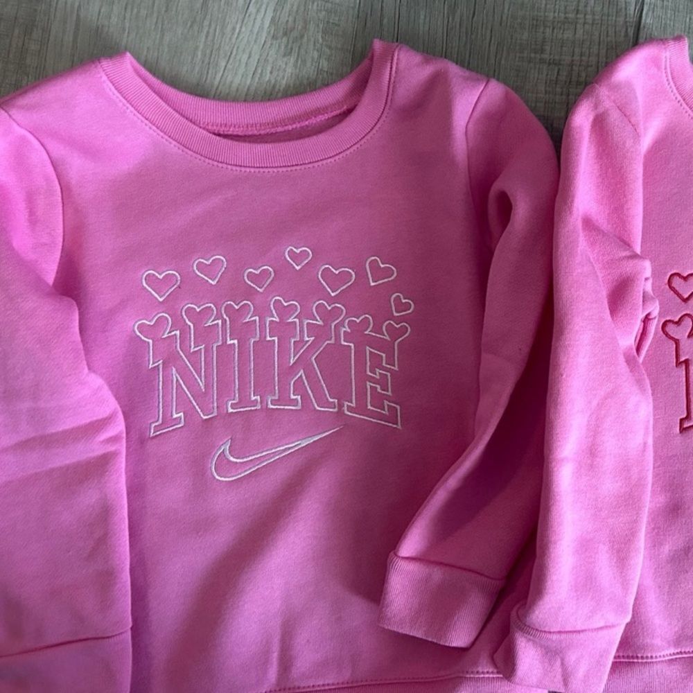 Custom Nike White Hearts Pink Sweatshirt
